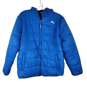 Eddie Bauer Quilted Double Sided Blue Hooded Sherpa Lined Boys Size XL (14/16)